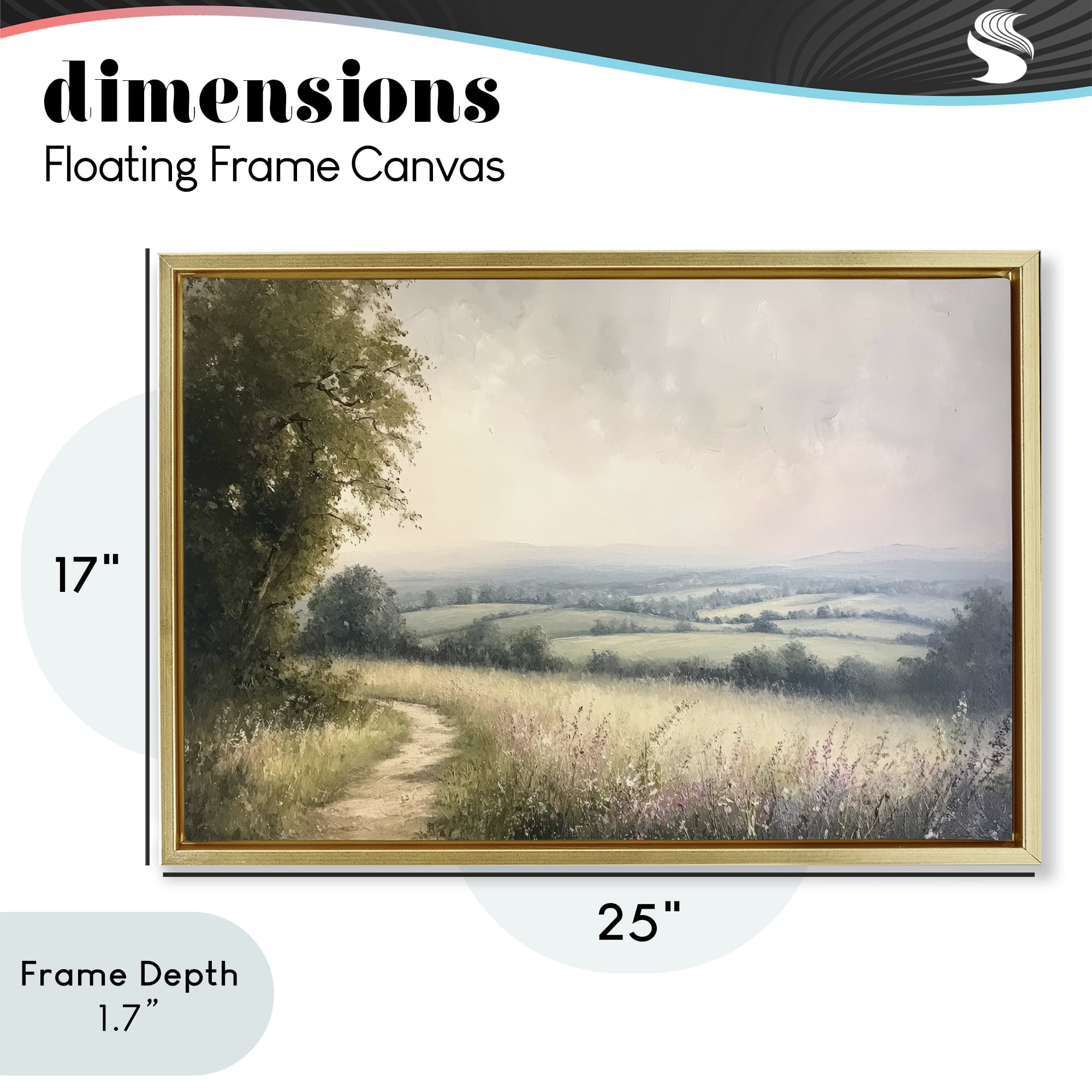 Stupell Industries Rolling Farmlands in Distance Gold Framed Floater Canvas Wall Art, design by Petal Prints Design