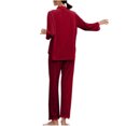 thumbnail image 4 of Besolor Womens Velvet Pajamas 2 Piece Lace Trim Long Sleeve Button down Tops and Pants Loungewear Sets Sleepwear Pjs, 4 of 5