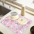 thumbnail image 2 of Yayeee Dish Drying Mat for Kitchen Counter 18" x 24" Microfiber Super Absorbent Coffee Decorative Pad, Pink Halloween, 2 of 9