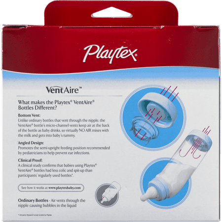 Playtex VentAire Advanced Standard Baby Bottles, 3 count - Colors May Vary