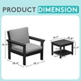 thumbnail image 5 of FUNDAZE Oversized HDPE Patio Furniture Sets, 2-Seater With Double-tier Table Outdoor Conversation Set | For Patio, Poolside, Backyard Use, Black Frame with Gray Cushion, 5 of 9