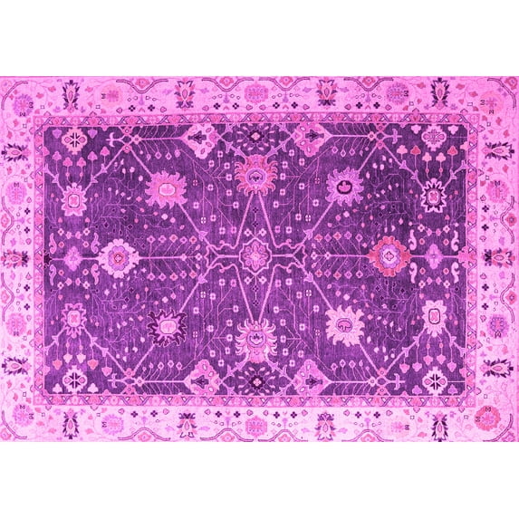 Ahgly Company Indoor Rectangle Oriental Pink Traditional Area Rugs, 7' x 10'