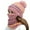 Pink-4PCS, variant on 4PCS Fleece Lined Winter Hats for Women Knit Beanie Hat Scarf Mask Glove Set Warm Soft Slouchy Skull Cap Pom