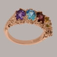 thumbnail image 4 of LBG British Made 14k Rose Gold Natural Multi Gemstone Womens Eternity Ring - 33 size options - Size 10.5, 4 of 8