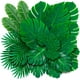 thumbnail image 1 of XmhyTop Paquete de 60 hojas de palma artificiales tropicales Monstera - 6 tipos de hojas de palma falsas grandes y pequeñas de color verde con tallos, 1 of 3