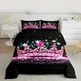 thumbnail image 2 of Castle Fairy Kids Teenagers Jewelry Crown 3 Pieces Queen Comforter Set,Bling Glitter Ultra Soft Bedding Sets,Dreamy Princess Crystal Bedding Comforter Set Breathable,Breathable Home Decor,Reversible, 2 of 8