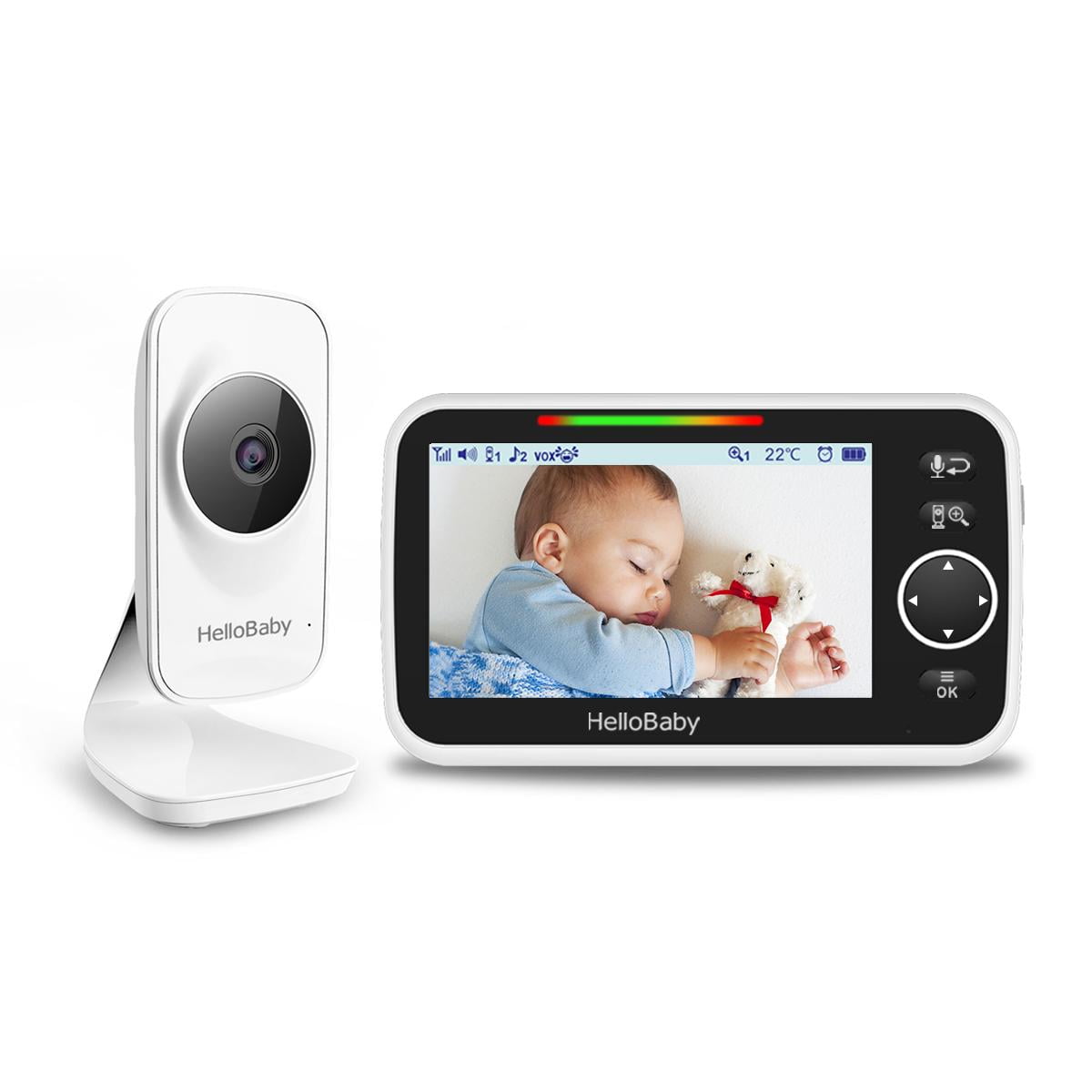 HelloBaby Video Baby Monitor with Night Vision Camera Temperature M LCD Screen 