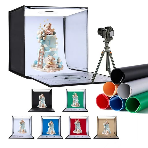 ZKEEZM Light Box Photography 20"x20" Foldable Photo Tent 160LED Lights and 6 Color Backdrops Adjustable Brightness 3000-6500K Dimmable