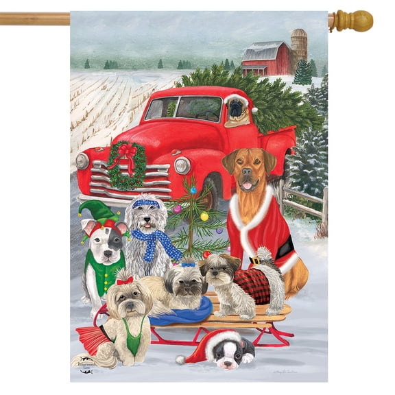 Briarwood Lane Holiday Dogs Christmas House Flag