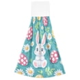 thumbnail image 7 of Yayeee Kitchen Hanging Hand Towels Set of 2 with Loop Bathroom Absorbent Tie Towel, Cartoon Easter Bunny, 7 of 7