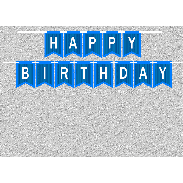 light blue and dark blue triangular happy birthday bunting