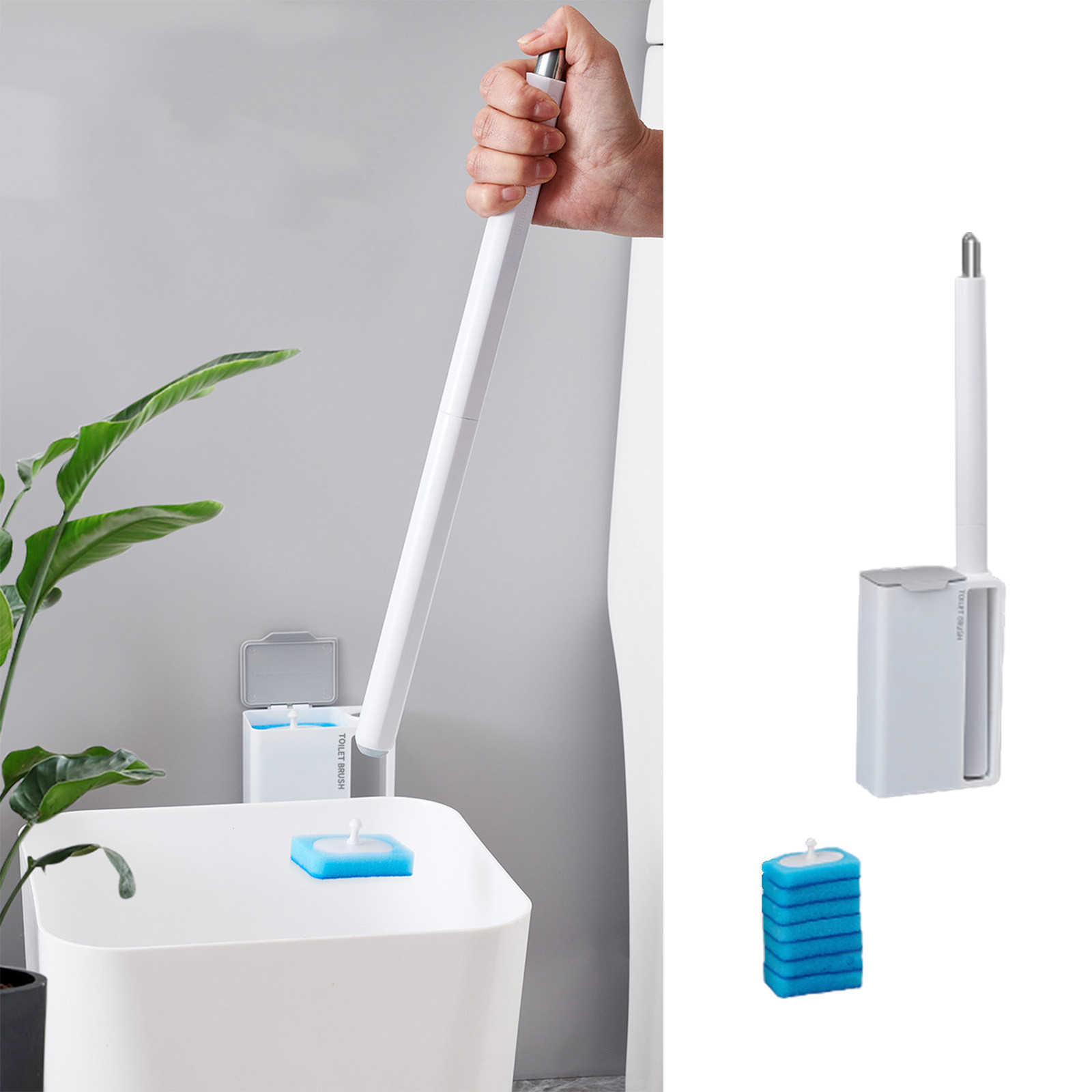 BeforeyaynDisposable Toilet Brush Handle With 7piece Toilet Refill