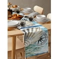 thumbnail image 3 of Hokiten Table Runners 36 Inches Long Dress Scarves, Coastal Ocean Farmhouse Kitchen/Dining Table Runner, Short Coffee Tablerunners, Summer Nautical Compass Shell Seaweed 13x36 Inch, 3 of 7