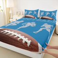 thumbnail image 3 of jejeloiu Rugby Ball Lover Queen Sheet Sets,Sport Game Gaming Bed Set For Boys 4-Piece, 3 of 7