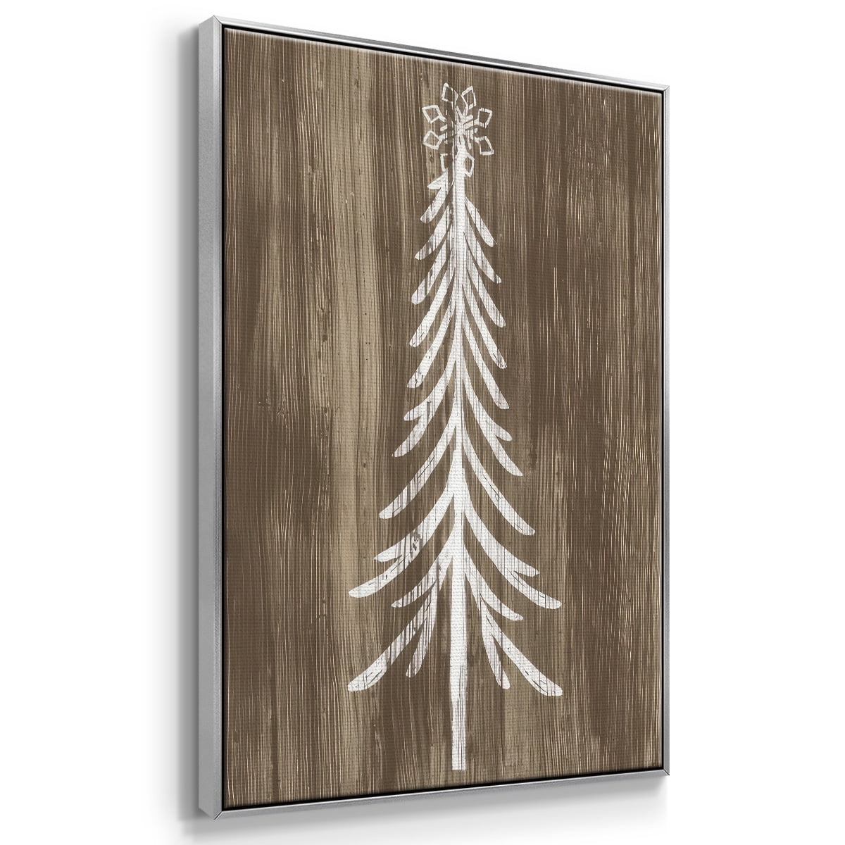 Barnwood Wonderland IX - Framed Gallery Wrapped Holiday Canvas - 25 x 37 - Silver Frame