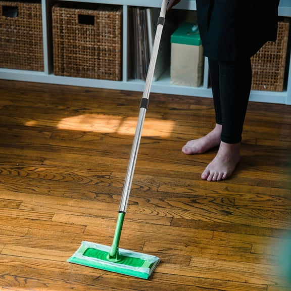 Raindrops Stainless Steel Mop Handle with Threaded End 4 Section Extendable Pole Replaceable Mop Stick Replacement for Household Cleaning Black