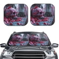 thumbnail image 2 of Bingfone Gothic Red Skull Cemetery Windshield Sun Shade 2-Piece Foldable Car Front Window Sunshade for Most Sedans SUV Truck-Large, 2 of 6
