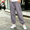 thumbnail image 3 of Bixock Boys Sweatpants High Waist Cargo Pants Kids Jogger Elastic Waist Solid Color Side Pocket Loose Breathable Outdoor Hiking Casual Daily Activity Wear Size 9-10Years, 3 of 6