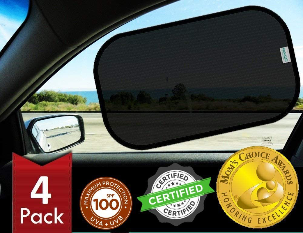 Kinder Fluff Car Window Sunshades (4X)The Only Certified Sunshade to Block 99.79 UVA & 99.95