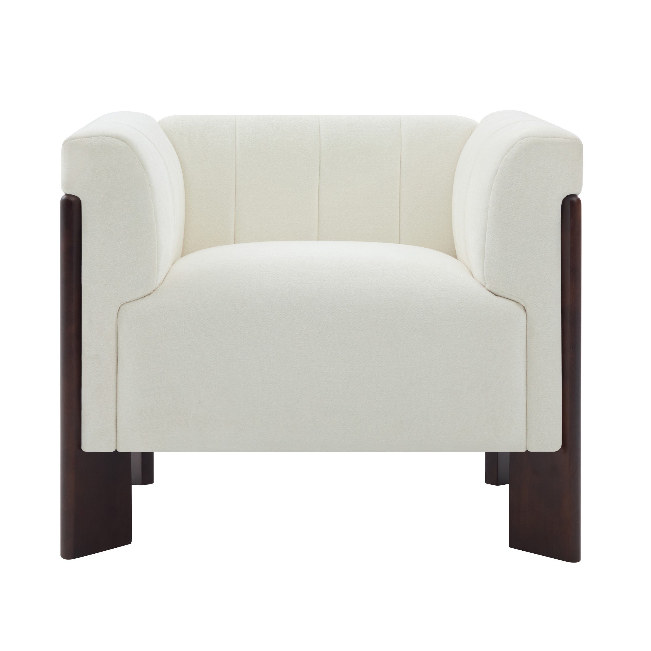 Christopher Knight Home Modern Chenille Accent Chair with Channel Tufted Back and Wooden Legs, Beige