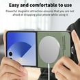 thumbnail image 3 of for Samsung Galaxy Z Flip 7 FE / Z Flip 6 Case, PU Leather + PC Frame + Fabric, Ultra Slim Lightweight Protective Phone Cover, MagSafe Compatible, Supports Magnetic Car Mount, Drop Protective, Green, 3 of 9