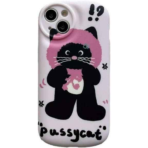 Funny Pussy Cat with Hat Soft for iPhone Case (White,iPhone 12)
