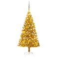 thumbnail image 1 of vidaXL Artificial Pre-lit Christmas Tree with Ball Set Gold 150 cm PET, 1 of 5