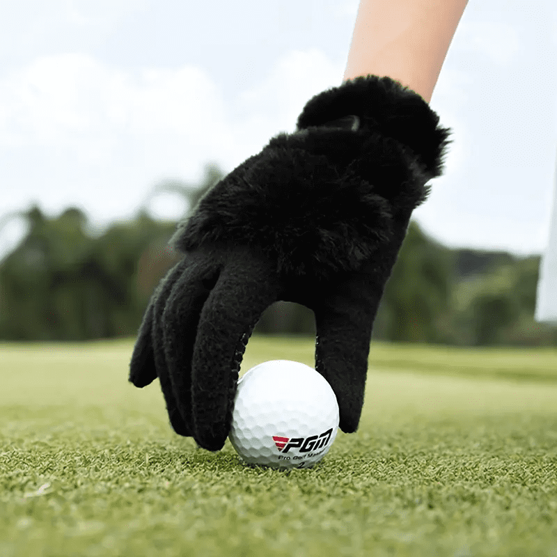 AMEYXGS Golf Imitation Rabbit Fur Gloves Palm-Grip Silicone Cold Weather Golfer Sport
