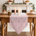 thumbnail image 3 of Table Runners 72 Inches Long, Moroccan Pink Cotton Linen Kitchen Dining Coffee Table Runner for Party Home Decor, Abstract Geometric Plaid Gradient Tabletop Dresser Scarves Runner Decor 16x72 Inch, 3 of 9