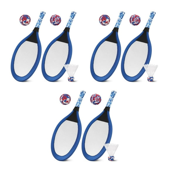 Masteelf 3 Pairs Children's Tennis Racket Kids Palying Badminton Oval Rackets Game Props for Kindergarten Primary School Outdoor Sports (Blue)