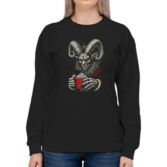 Krampus Coffee Horror Christmas Holiday Tee Women's Sweatshirt