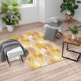 thumbnail image 1 of Floral Turkish Area Rug, Vintage Romantic Wildflowers in Various Kinds Doodle Drawing Style Love, Soft Carpet for Living Room Decor with Distressed Look, 4' X 5.7', Mustard Ivory, by Ambesonne, 1 of 4