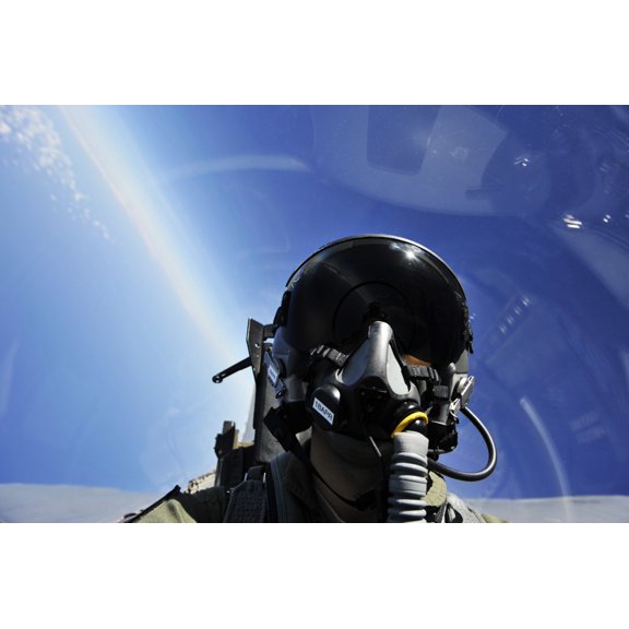 Self-portrait of a pilot in the cockpit of his aircraft during flight Canvas Art - Stocktrek Images (35 x 23)