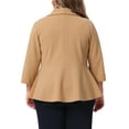 thumbnail image 4 of DARING DIVA Plus Size Blazer Sleeve Open Front Peplum Work Suit Jacket 4X Khaki, 4 of 6