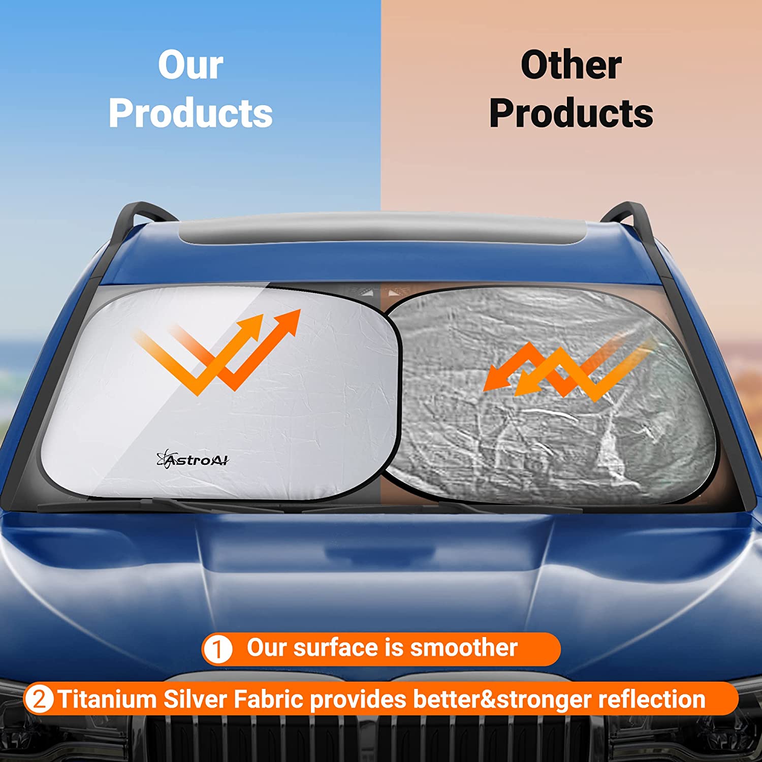 AstroAI Car Windshield Sunshade Foldable 2-Pack photo 3