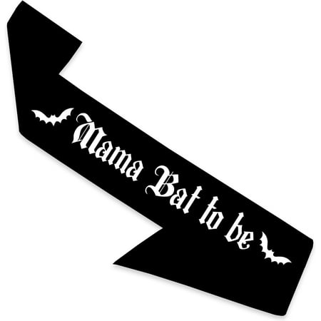 Mama Bat to Be Sash Black Gothic Bat Themed Bachelorette Party Decorations Halloween Bride Sash White Printing Letters Black Sash for Halloween Bridal Shower Engagement Bachelorette Party Favor