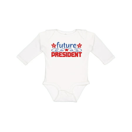 

Inktastic Future President Red and Blue Design with Flowers Gift Baby Boy or Baby Girl Long Sleeve Bodysuit