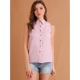 thumbnail image 3 of INSPIRE CHIC Junior's Single Breasted Point Collar Sleeveless Shirt, 3 of 6