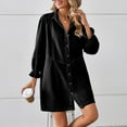 thumbnail image 6 of Miluxas Denim Dress for Women with Pockets Short Sleeve Babydoll Denim Shirt Dresses for Women Black 4(S), 6 of 7