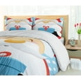 thumbnail image 5 of Ambesonne Christmas Duvet Cover Sets, Happy Santa with Gift, 2-Queen, Sky Blue and Vermilion, 5 of 7
