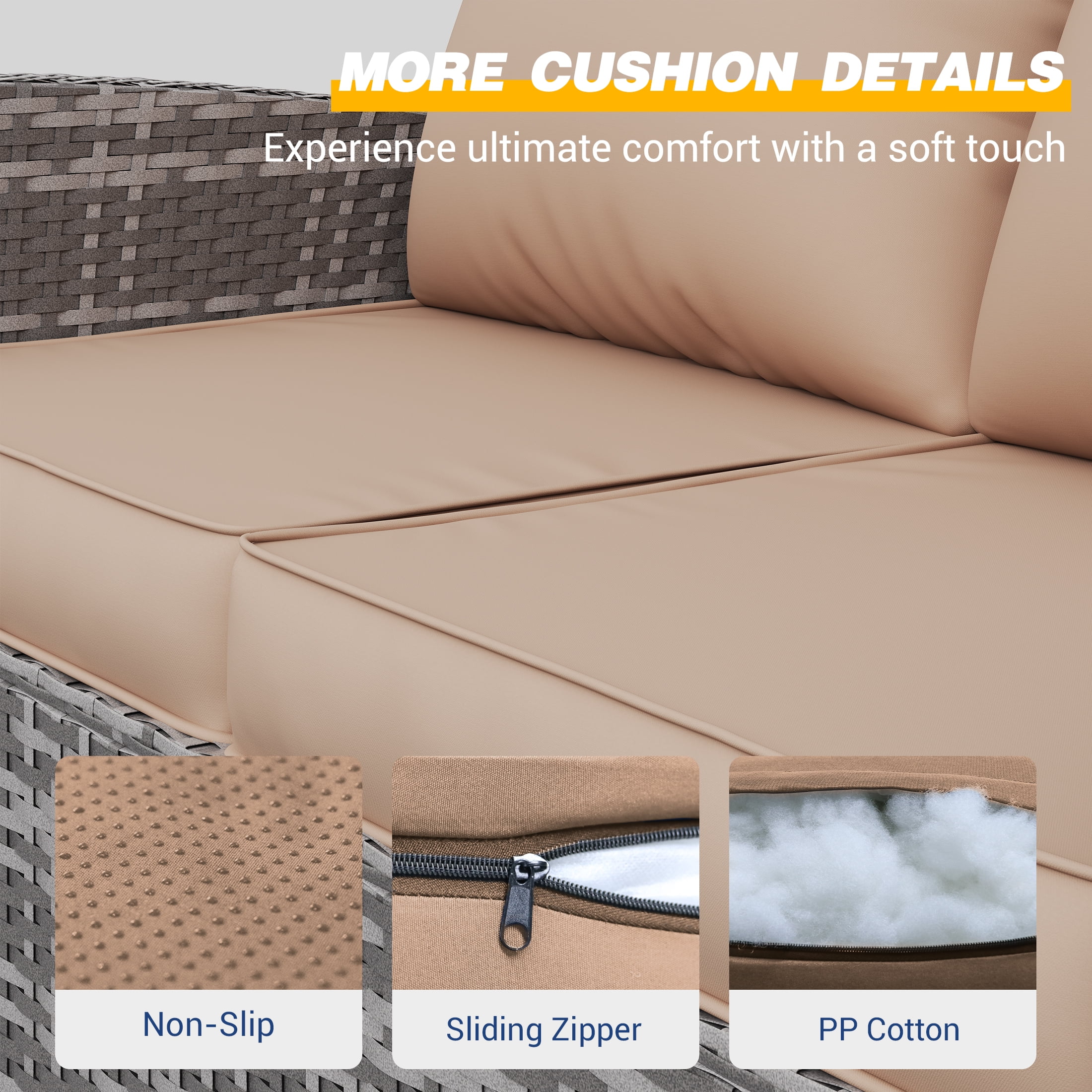 UDPATIO Outdoor Cushions for Patio Furniture, 4'' Replacement Cushions for Outdoor Furniture, Set of 4 Water-Resistant Outdoor Sectional Cushions for Sofa Couch Chair (Beige)