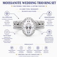 thumbnail image 3 of JeenMata Unique 2 Carat Real Moissanite Wedding Trio Ring Set with Engagement Ring and 2 Wedding Bands in 18k Gold Plating for Women, 3 of 9