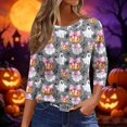 thumbnail image 2 of DORKASM Halloween T-Shirt for Women 3/4 Sleeve Crew Neck Spider Web Ghost Spooky T-Shirt 2026 Bat Witch Funny Clothes Fall Funny Print Shirts Gray S, 2 of 5