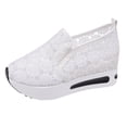 thumbnail image 2 of Women's Lace Mesh Wedge Heel Casual Shoes Air Cushion Platform Slip On Sneakers Daily Commute Work Shopping Casual Footwear White 40, 2 of 9