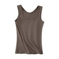 thumbnail image 5 of Lixiuxyad Women Ribbed Vest Summer Scoop Neck Slim Top Casual Basic Knitted Sleeveless Shirt Summer Tee Shirts,Brown M, 5 of 5