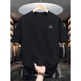 thumbnail image 2 of T-Shirt Col Rond Décontracté pour Hommes avec Imprimé Lunettes Chaton, Tricot d'Été, Légèrement Extensible, Coupe Régulière, Haut à Manches Courtes à la Mode pour Usage Quotidien et Loisirs Fête des Pères, Fête des Mères, Nouvel An, Printemps, 2 of 7