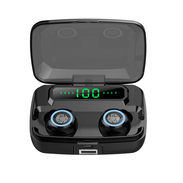 MKL Innovations Premier "AERO" Bluetooth Sans Fil Bruit Annulation Écouteurs Tactiles avec Boîtier de Charge Portable- Noir