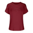 thumbnail image 4 of GigrtiJin Summer Elegant Tops for Women Dressy Casual Short Sleeve Blouse Round Neck Loose Fashion Pleated Shirts, 4 of 6