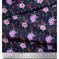 thumbnail image 2 of Soimoi Velvet Fabric Dot,Leaves & Rose Floral Print Fabric by Yard 58 Inch Wide, 2 of 3