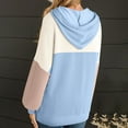 thumbnail image 3 of Yteetum Oversized Hoodies for Women Colorblock Drawstring Knit Pullover Hooded Sweatshirts Top Womens Casual Patchwork Loose Fits Plus Size Long Sleeve Fall Hood Sweatshirts Fall Clothes Clothes, 3 of 4